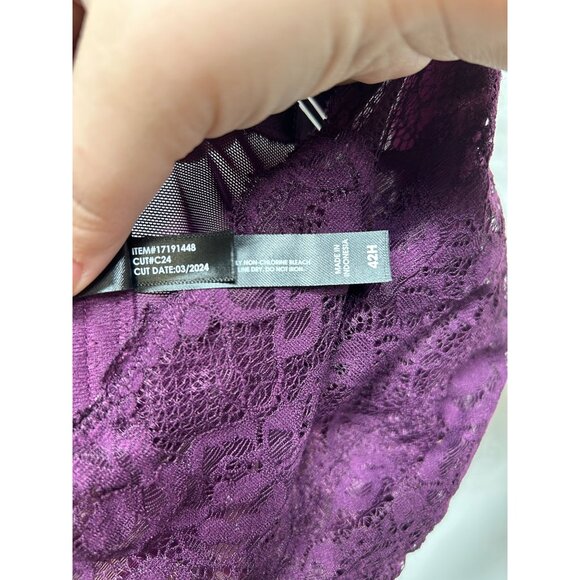 Torrid Lace Full-Coverage Bra Size 40H Plum Underwire Support plus size - Picture 6 of 8